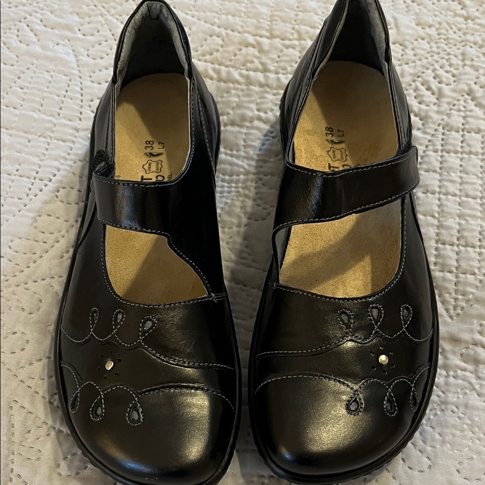 Naot Black Leather MaryJane Velcro close